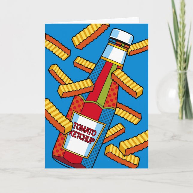 Tarjeta Salsa de tomate del arte pop que piensa en usted (Anverso)