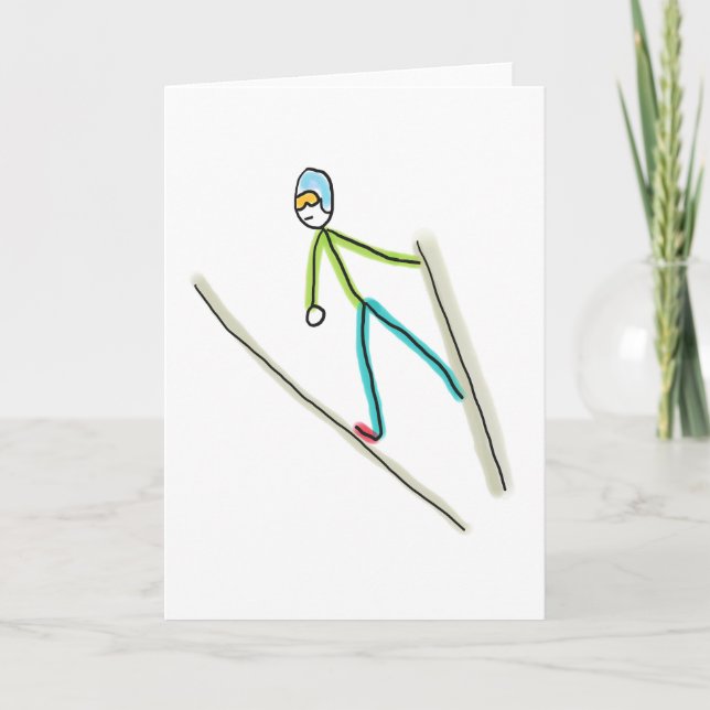 Tarjeta Saltador de Esquí Stickman (Anverso)