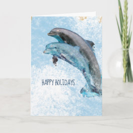 Tarjeta Saltando delfines pintando felices fiestas