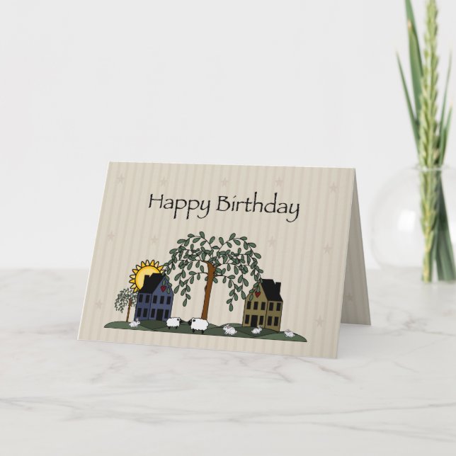 Tarjeta Saltbox Houses Cumpleaños (Anverso)