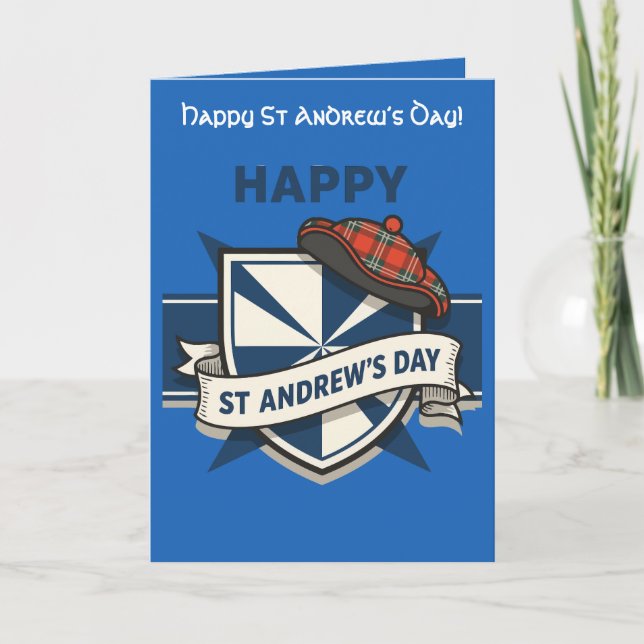 Tarjeta Saltire Shield, Festive Banner, and Plaid Tam (Anverso)