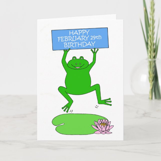 Tarjeta Salto de rana Personalizado de cumpleaños 29 de fe (Anverso)