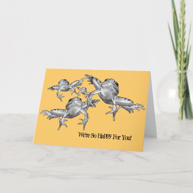 Tarjeta Salto de ranas: Tan feliz para usted: Congrats: (Anverso)