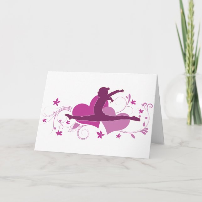Tarjeta Salto en la gimnasia del corazón rosado (Anverso)