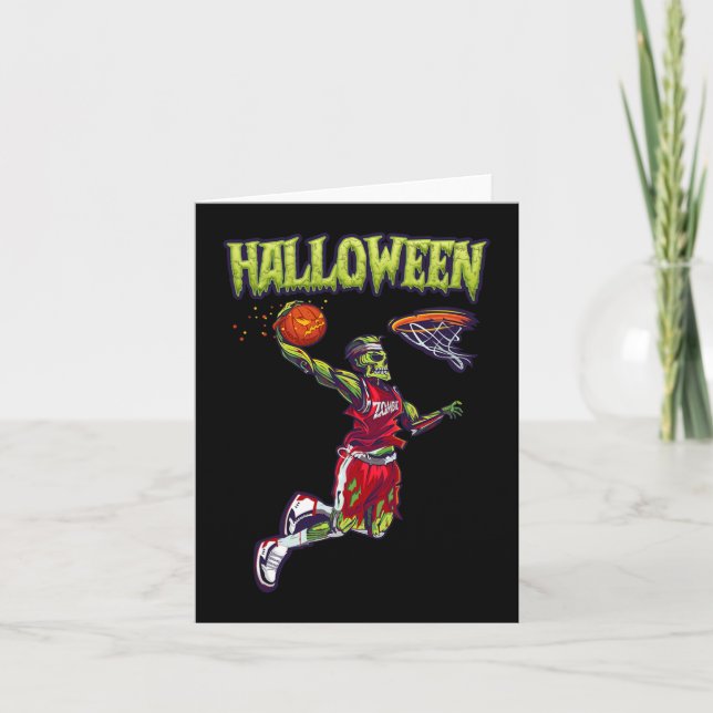 Tarjeta Salto Zombie Basketball Dunk Player Halloween Pump (Anverso)