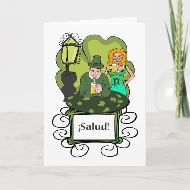 Tarjeta Salud! Cheers in Spanish for St. Patrick's Day (Anverso)