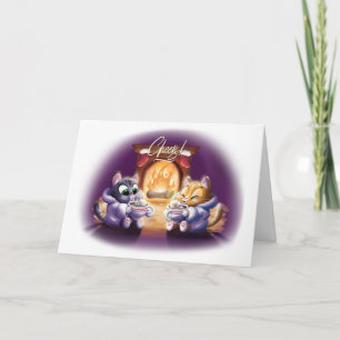 Tarjeta ¡SALUD! GATITOS DE COCOA (mate) por Jeff Willis Ar