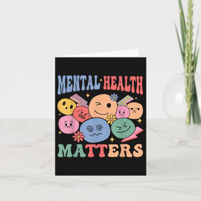 Tarjeta Salud Mental Retro Groovy S Awareness Self Care (Anverso)