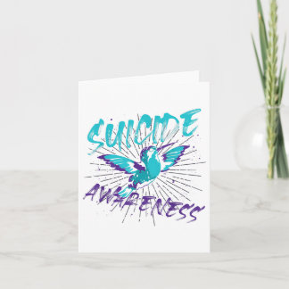 Tarjeta Salud Mental Verde azulada Púrpura Hummingbird Sui