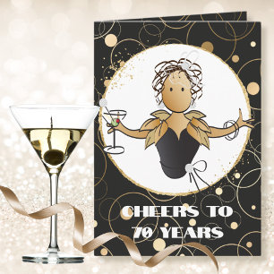 Tarjeta Salud por 70 Mujer de Dibujos Animados Glamurosa y