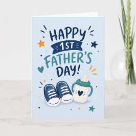 Tarjeta Saludo adorable y feliz del primer Día del Padre