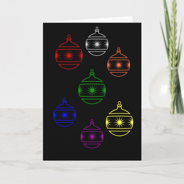 Tarjeta - Saludo - Adornos de árbol de Navidad (Anverso)