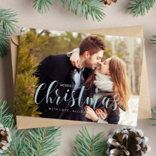 Tarjeta Saludo azul de la foto de los pinos del invierno