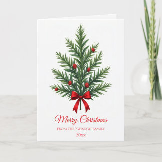 Tarjeta Saludo botánico de familia de Navidades tradiciona