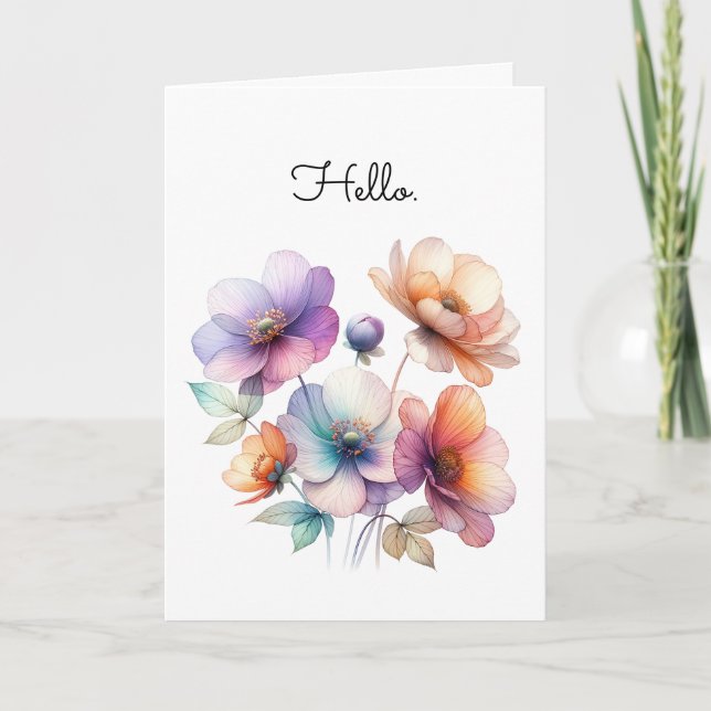 Tarjeta Saludo con el Bouquet de las Flores de Agua (Anverso)