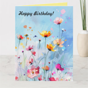 Tarjeta Saludo con flores silvestres dobladas