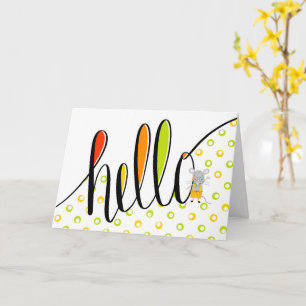 Tarjeta Saludo con mano con Ilustracion de ratón lindo