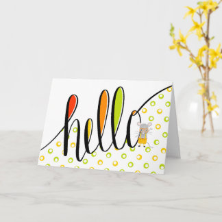 Tarjeta Saludo con mano con Ilustracion de ratón lindo