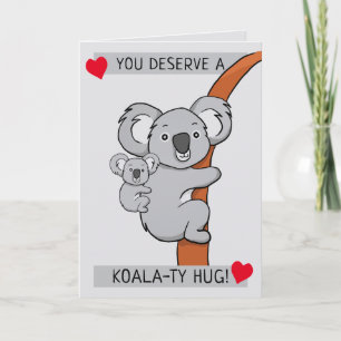 Tarjeta Saludo de Abrazo de Koala Lindo