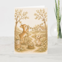 Tarjeta Saludo de acuarela Cottage Meadow