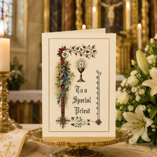 Tarjeta Saludo de Agradecimiento para Sacerdote Católico T