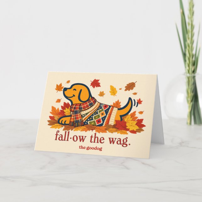 Tarjeta Saludo de amante de perros de otoño (Anverso)