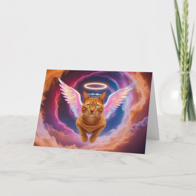 Tarjeta Saludo de Ángel Atigrado Naranja Adorable (Anverso)