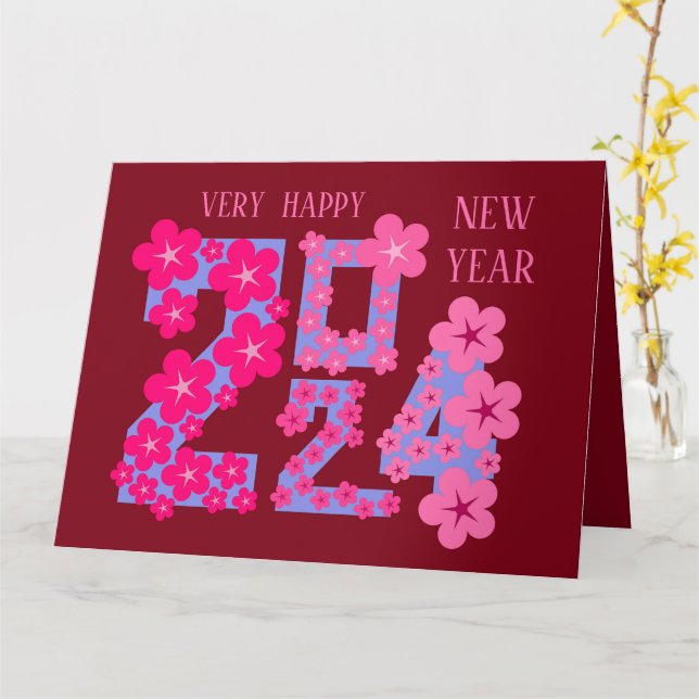 TARJETA SALUDO DE AÑO NUEVO 2024 PARA CUALQUIERA (flor amarilla)