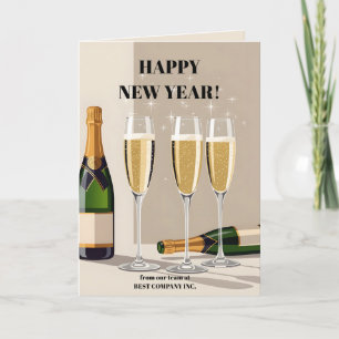Tarjeta Saludo de Año Nuevo con la tostada retro de champa