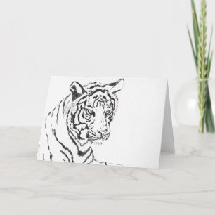 Tarjeta Saludo de arte de tigres de Bengala Blanca o tarje