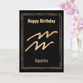 Tarjeta Saludo de astrología zodiac de cumpleaños feliz Aq