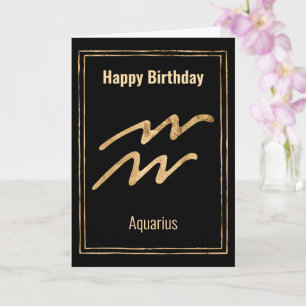 Tarjeta Saludo de astrología zodiac de cumpleaños feliz Aq