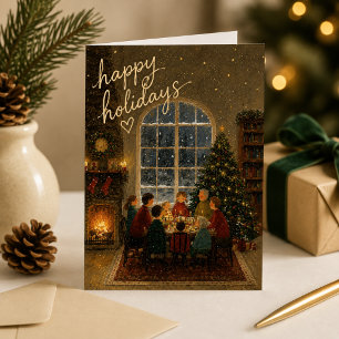 Tarjeta Saludo de cena familiar en Navidad 