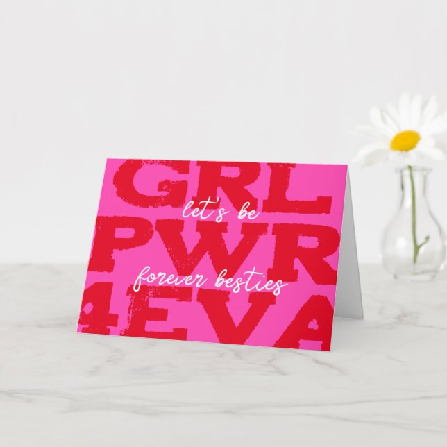 Tarjeta Saludo de chica Power Día de San Valentín (Planta pequeña)