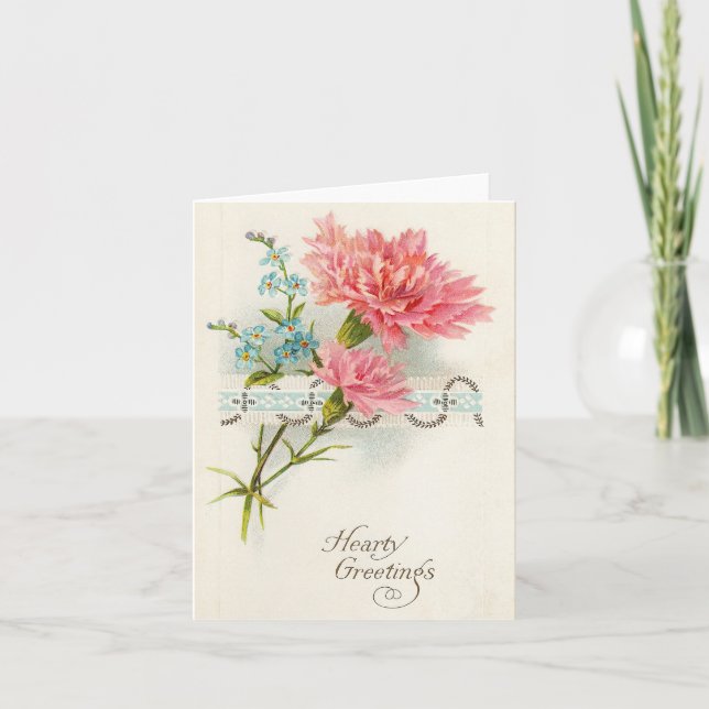 Tarjeta Saludo de clavel rosado (Anverso)