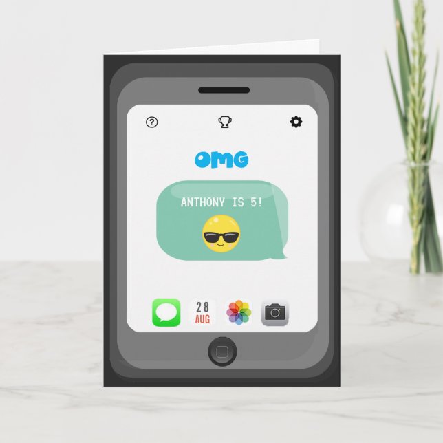 Tarjeta Saludo de cumpleaños con Emoji (Anverso)