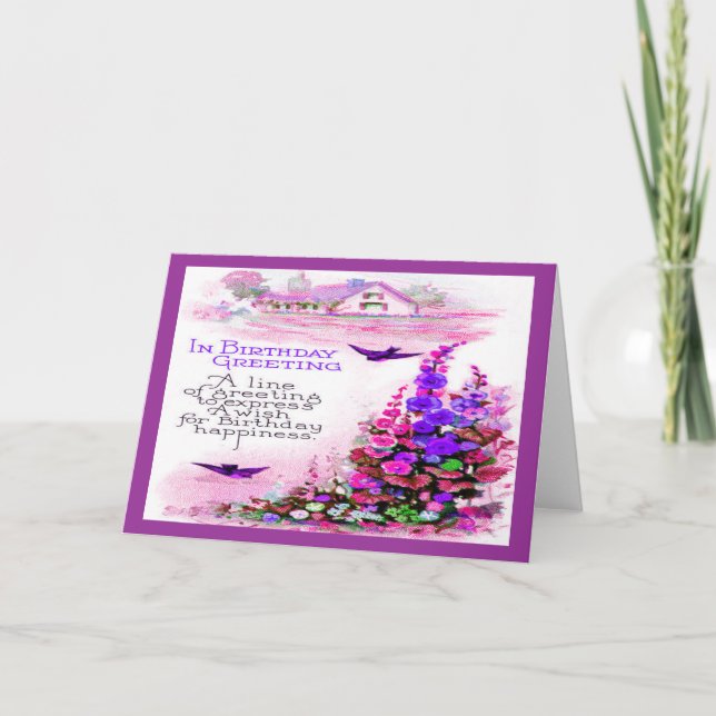 Tarjeta Saludo de cumpleaños con flores (Anverso)