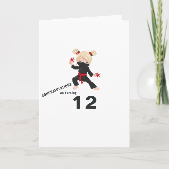 Tarjeta Saludo de cumpleaños con tema de Ninja (Anverso)