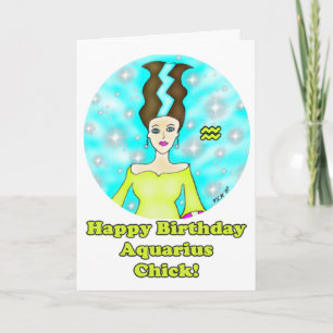 Tarjeta Saludo de cumpleaños de Aquarius Chick