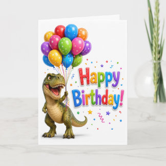 Tarjeta saludo de cumpleaños de dinosaurio
