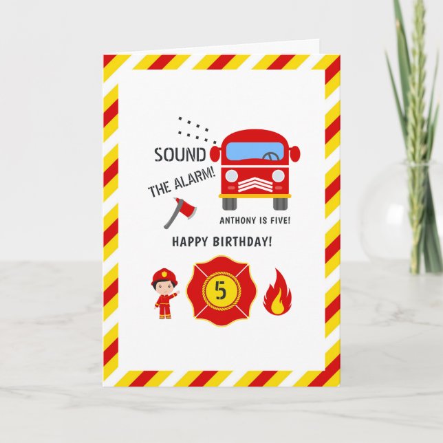 Tarjeta Saludo de cumpleaños de Fireman (Anverso)