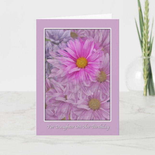 Tarjeta Saludo de cumpleaños de la hija con Gerbera Daisie (Anverso)