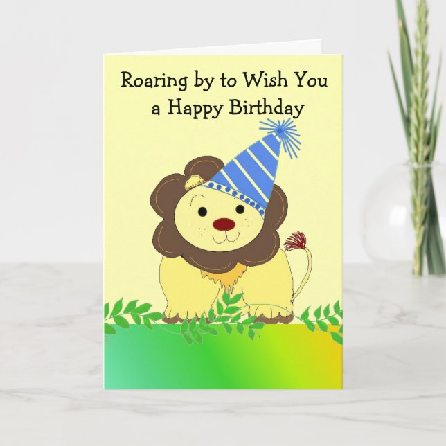 Tarjeta Saludo de cumpleaños de León Cute (Anverso)
