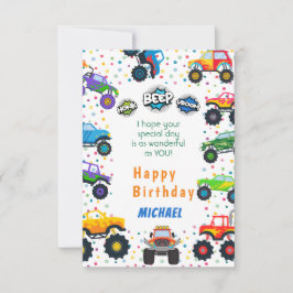 Tarjeta Saludo de cumpleaños de los camiones monstruosos d