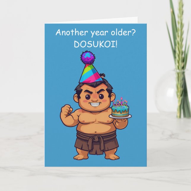 Tarjeta Saludo de cumpleaños de luchador de sumo Dosukoi (Anverso)