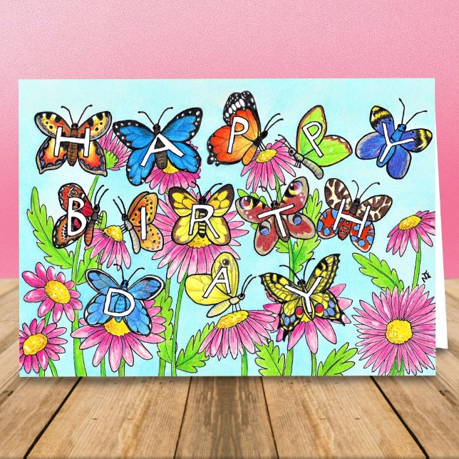 Tarjeta Saludo de cumpleaños de mariposa (Subido por el creador)