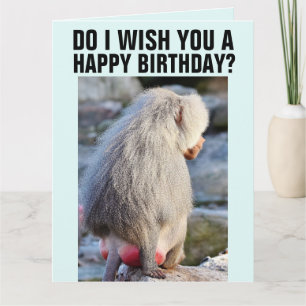 TARJETA SALUDO DE CUMPLEAÑOS DE MONO DIVERTIDO CULO DE BAB