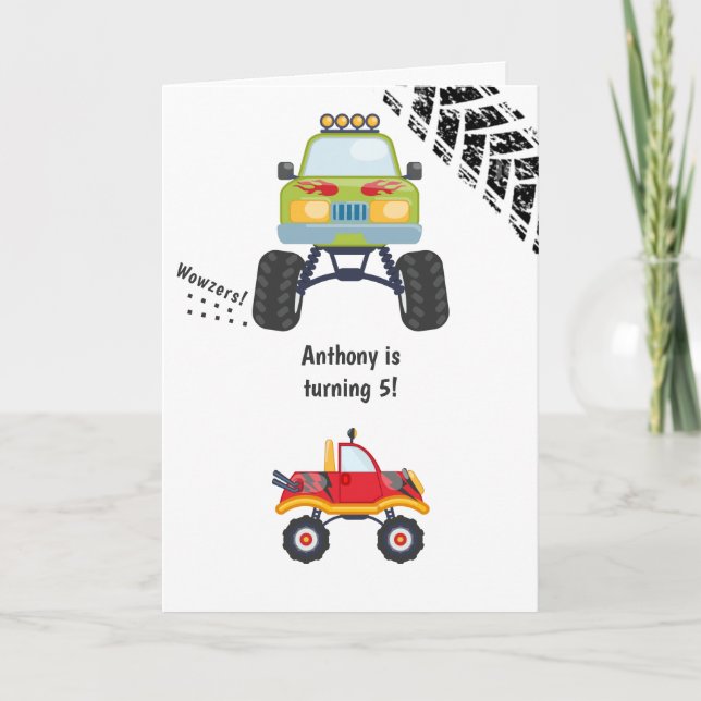 Tarjeta Saludo de cumpleaños de Monster Truck (Anverso)