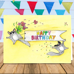Tarjeta Saludo de cumpleaños de Sugar Gliders Feliz Cumple
