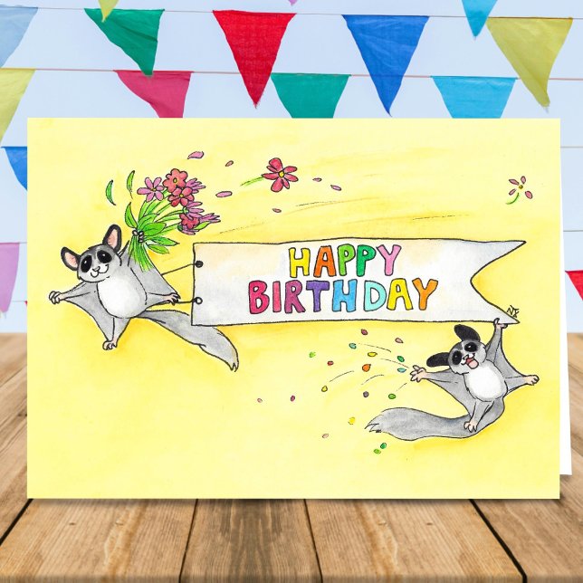 Tarjeta Saludo de cumpleaños de Sugar Gliders Feliz Cumple (Subido por el creador)